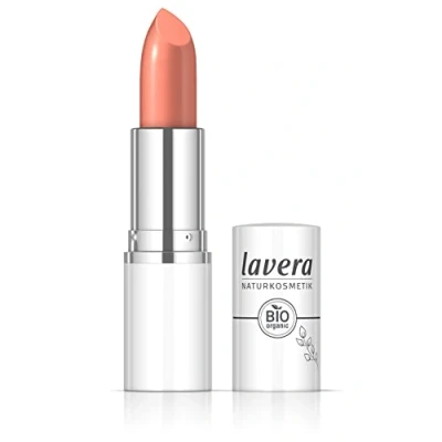 Image of lavera Cream Glow Lipstick Pink Grapefruit 05 Intense colour Shiny finish High wearing comfort Up to 6 hours hold Vegan Natural cosmetics (1x 18 g)