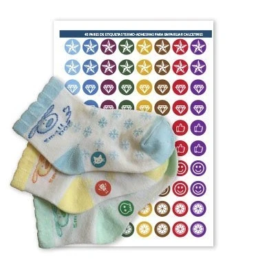 Image of Missing Socks Matching Game 60 Iron on Labels. Model 3