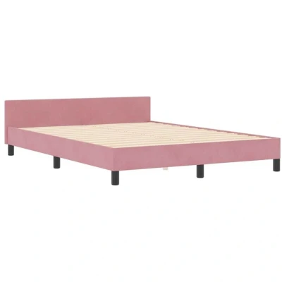 Image of vidaXL Bed Frame Pink 160x200 cm Velvet