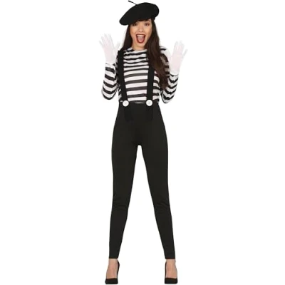 Image of Fiestas Guirca French Mime Spandex Fancy Dress Costume Adult Women Age 14 16