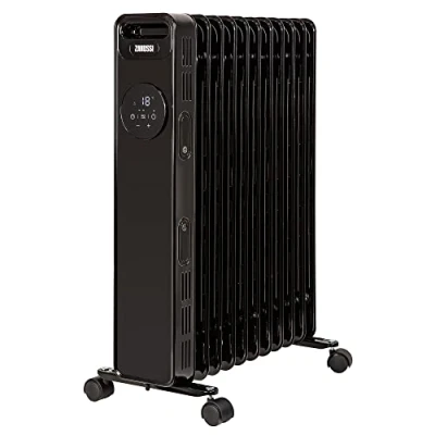 Image of Zanussi 2300W Oil Filled Radiator 11 Fin Portable Electric Heater &amp; Remote Control, Black, Display 24 Hour Timer, Adjustable Thermostat, 3 Heat Settings, Safety Cut off, 20 m sq Room Size ZOFR5005B