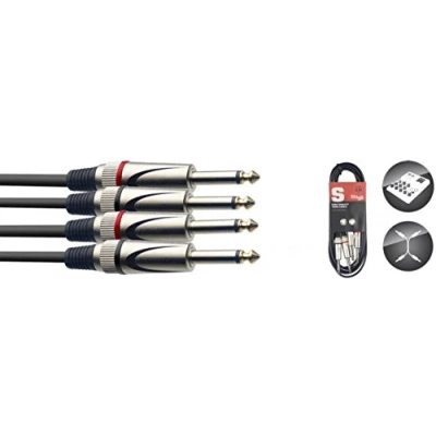 Image of Stagg 18306 60 cm 2x 6.3 mm Mono Jack Twin Cable Black