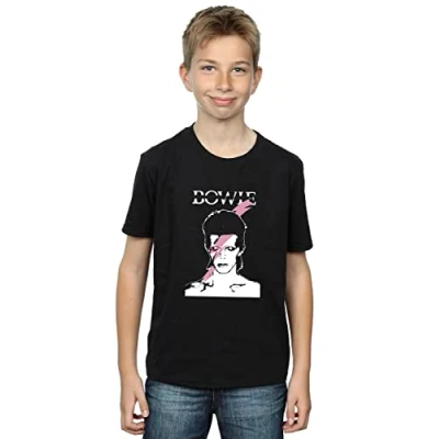 Image of David Bowie Boys Pink Flash T Shirt Black 3 4 Years