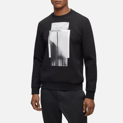 Image of BOSS Mens Salbo 1 Photo print sweatshirt in a cotton blend Black