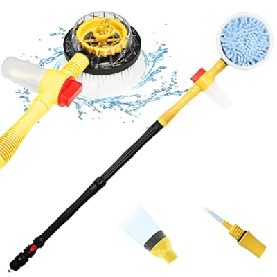 Image of Rotating Car Wash Brush, Brush Long Handle,Automatically Foams Kit with Washing Brush,Pressure Washer Gun and Hose Nozzle for Cars,Yards,Gardens,Pets etc