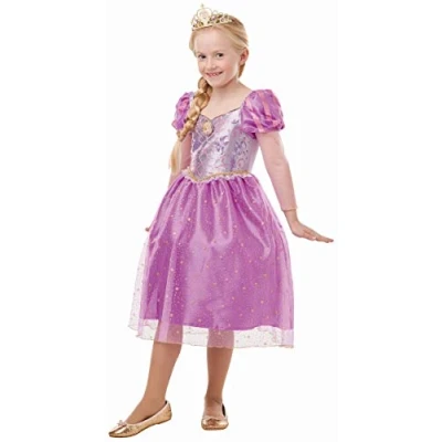 Image of Rubie&#039;s Official Disney Princess Rapunzel Tangled Glitter and Sparkle Girls Costume, Childs Size Medium Age 5 6 Years