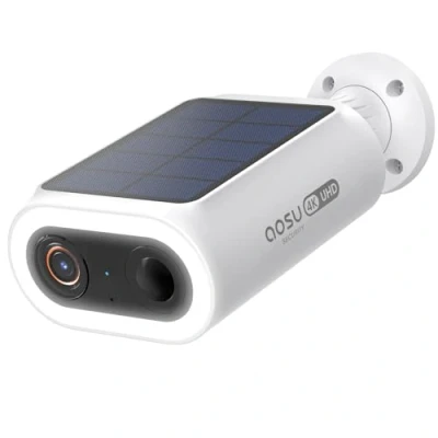 Image of AOSU 4K Security Camera Outdoor Solar Battery [2025 Newest Unique 8MP Intergrated SolarPanel] Easy Install 2,4GHz WLAN AI Detection of Person Pet Car 2 Way Talk Color Night Vision Light Sound Alarm