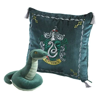 Image of The Noble Collection Harry Potter Slytherin House Mascot Plush &amp; Cushion Officially Licensed 13in (34cm) Snake Toy Dolls Gifts