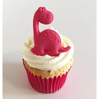 Image of 6 Fun Bright Pink Sugar Dinosaurs Edible &amp; handmade with love in the UK!