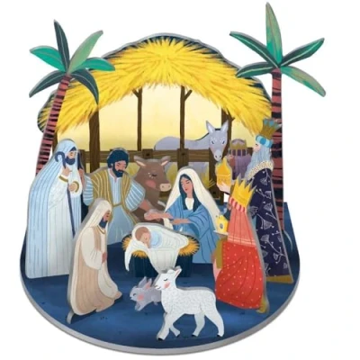 Image of Roger la Borde Pop &amp; Slot Away In A Manger Festive Scene Decoration