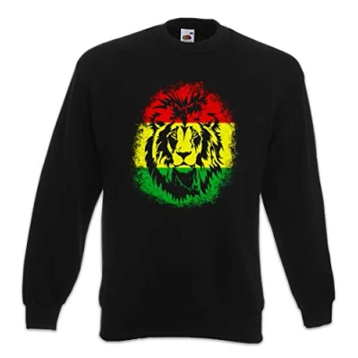 Image of Urban Backwoods Rastafari Lion II Sweatshirt Pullover Sweater Sizes S 3XL Black