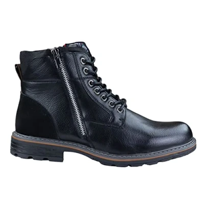 Image of TruClothing Mens Military Boots Laced Black Brown Side Zip Retro Punk Casual 11 UK