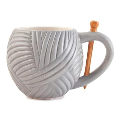 Image of Sew Thirsty Novelty Knitting Yarn Mug Grey Sewing Birthday Office Cup Drink Gift