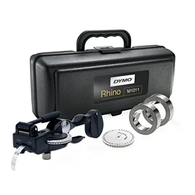 Image of DYMO Rhino M1011 Industrial Embossing Label Maker Tool with Aluminium &amp; Stainless Steel Labels Durable Carry Case Ideal for DIY Construction