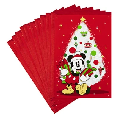 Image of Hallmark Pack of Disney Christmas Cards, Jolly Joyful Mickey Mouse (10 Cards with Envelopes)