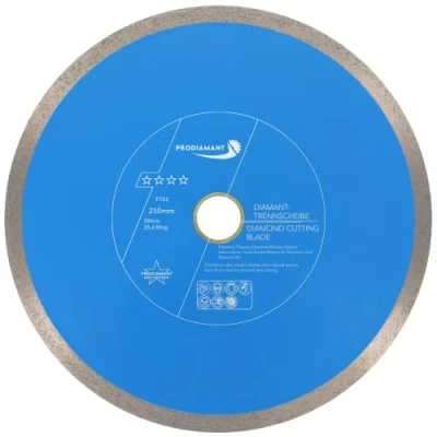 Image of PRODIAMANT Professional diamond cutting disc PRORIM 250 mm x 30/25.4 will not break out with glazed tiles, porcelain stoneware ceramic 30 bore and ring to 25.4