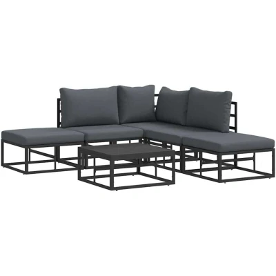 Image of Vidaxl Garden Sofa Set 6 pcs Black 70 x 32 cm Aluminium