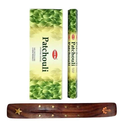 Image of HEM Incense sticks PATCHOULI Pack of 6 with DHS stick holder for Aromatherapy, Spa, Yoga, Meditation, Healing, Spirituality and Relaxation…