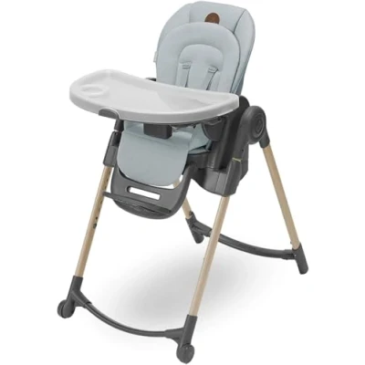 Image of Maxi Cosi Minla Evolutive Highchair, 014 Years, Baby High Chair with 5 Recline positions, Newborn Inlay, Foldable Removable Tray, Converts into Booster and Stool, Beyond Grey