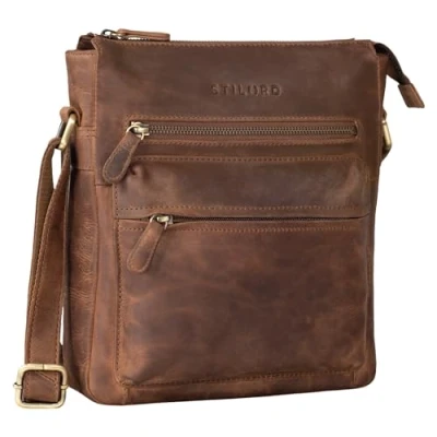 Image of STILORD &#039;Mae&#039; Leather Crossbody Bag Small Shoulder Vintage Elegant Womens Handbag Purse for Shopping Leisure in Genuine Leather, Colour:Middle Brown