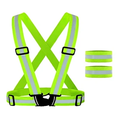 Image of ZMREN Reflective Vest, Safety Vest + Armbands, High Visibility Adjustable Gear, Suitable for Night Running, Walking, Biking and Work