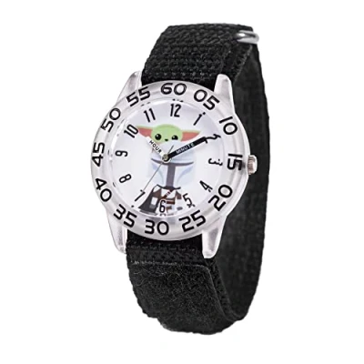 Image of STAR WARS The Mandalorian Kids&#039; Plastic Time Teacher Analog Quartz Nylon Strap Watch, Black White, strip