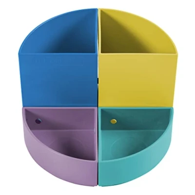 Image of Exacompta Ref. 682293D Box of 3 THE QUARTER Forever young modular pencil holders 4 quarters that can be combined together dimensions 12x12x8.3 cm assorted colors