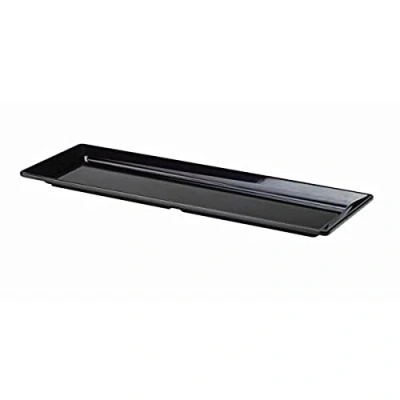 Image of Genware NEV MEL24 BK Melamine Platter, GN 2/4 Size, 53 cm x 16 cm, Black