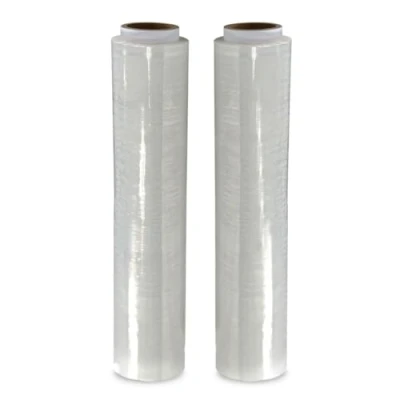 Image of JeeJaan® 2 Rolls Clear Pallet Wrap 400mm x 250m, Non Extended, 20mu Strong Stretch Shrink Cling Film Ideal for Wrapping Warehouse, Moving House &amp; Furniture