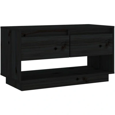 Image of vidaXL TV Cabinet Black 74x34x40 cm Solid Wood Pine