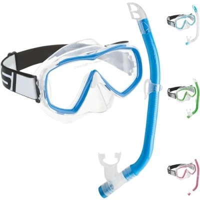 Image of Cressi Crg1B Unisex Child C/Set Estrella Vip Jr JUnisexor Snorkeling/Diving Combo Set Transparent/Blue,