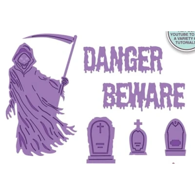 Image of Creative Expressions Sue Wilson Halloween Grim Reaper Craft Die, Brown, 2.7 x 1.9 inch