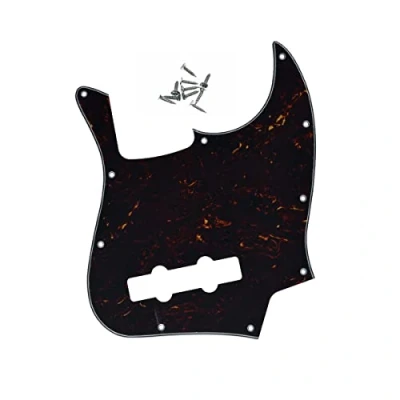 Image of KAISH 4 String J Bass Style Pickguard Pick Guard Scratch Plate for USA/Mexico Jazz Dark Tortoise