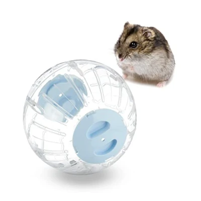 Image of Relaxdays Hamster Ball, Ø 18.5 cm, Exercise Toy for Hamsters &amp; Mice, Free Range Rodent Orb, Plastic, Transparent/Blue