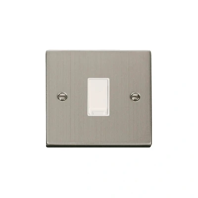 Image of Click Deco 1 Gang Intermediate 10AX Switch Stainless Steel White Inserts