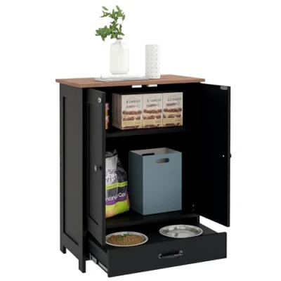 Image of PawHut Dog Feeding Station with Storage, Pet Bowls