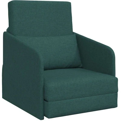 Image of vidaXL Floor Sofa Bed 2 in 1 Dark Green 65x80x83 cm Fabric