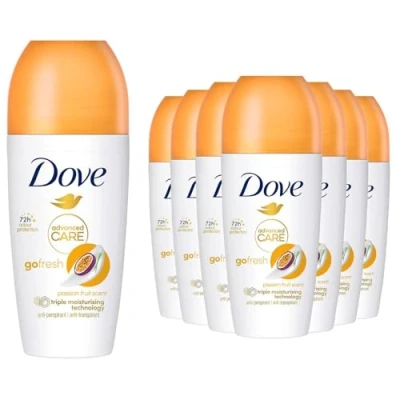 Image of Dove Deodorant Roll On Advance Care Go Fresh Passion Fruit Scent 72H Odour Protection Anti Transpirant and Perspirant for Women with Triple Moisturising Technology 50ml, 12 Pack