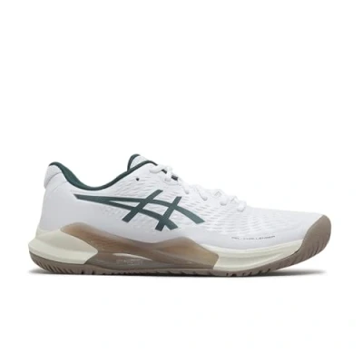 Image of Asics Gelchallenger 14 Multicourt tennis shoes, Men&#039;s, Size: 8.5, White/saxon green shoes