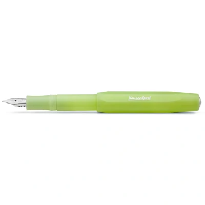 Image of Kaweco FROSTED SPORT Fountain Pen Fine Lime I Premium for Ink Cartridges Exclusive 13 cm Nib: EF (Extra Fine)