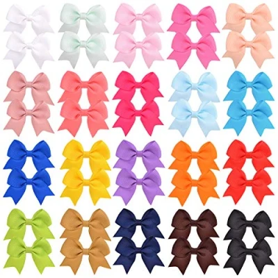 Image of 40 PCS 2.4&quot; Baby Girls Hair Bows Alligator Clips Grosgrain Ribbon Boutique Accessories for Kids Toddlers