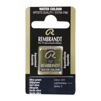 Image of Rembrandt Watercolor Half Pan OLIVE GREEN (620) Series 2