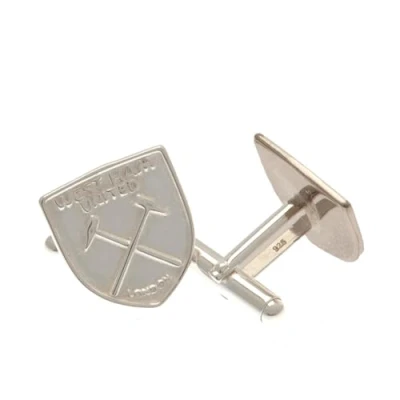 Image of West Ham United FC Sterling Cufflinks (One Size) (Silver)