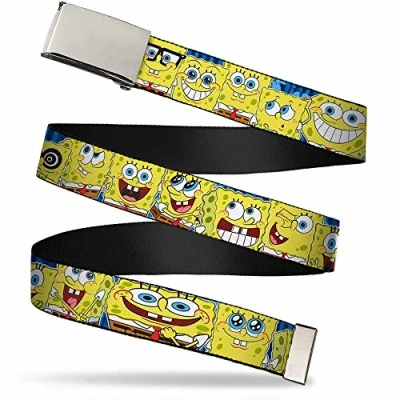 Image of Buckle Down Men&#039;s Web Belt Spongebob, Multicolor, 1.25&quot; Wide Fits up to 42&quot; Pant Size