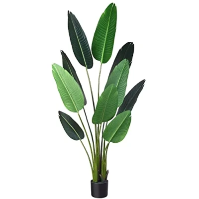 Image of Fopamtri Artificial Bird of Paradise Plant 160 cm Fake Palm Tree with 10 Trunks Faux for Indoor Outdoor Modern Decoration Feaux Plants in Pot Home Office Perfect Housewarming Gift