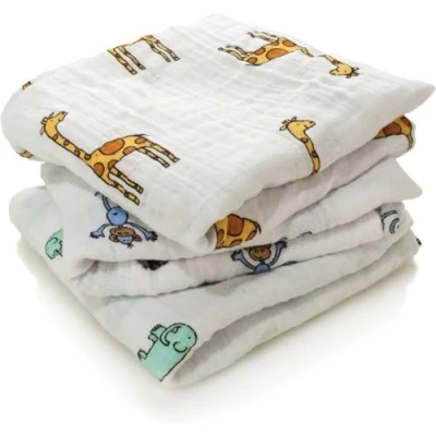 Image of aden + anais 100% Cotton Muslin Musy Squares, Multi use Baby Cloths for Girls &amp; Boys, 70x70cm, Ideal Newborn Infant Nursing Set, Perfect Shower Gifts, 3 Pack, jungle jam