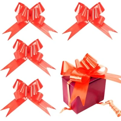 Image of SHATCHI Large 50mm/5cm Ribbon Pull Bows for Party Wall, Gift Wraps, Christmas Trees, Wedding, Birthday Hampers Decoration Florist, Red, 10pcs