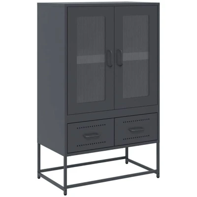 Image of vidaXL Highboard Anthracite 68x39x111.5 cm Steel Cabinet/Sideboard with Drawers/Doors Modern Kitchen/Office Storage Furniture
