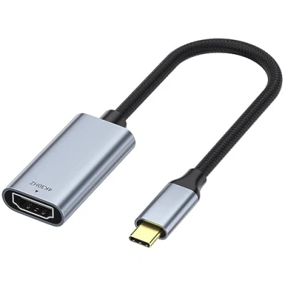 Image of iJiZuo USB C to HDMI Adapter 4K@30Hz, Thunderbolt 3 Compatible with 2019/2018/2017 Macbook Pro, Air, Surface Aluminum Shell and Nylon Cable Grey