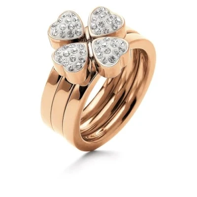 Image of Folli Follie Women&#039;s Stainless Steel Ring, Pink, Size 16 (3R0T064RC)